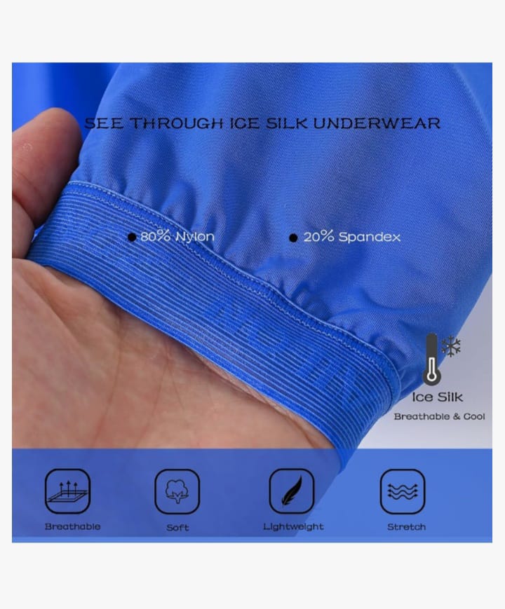 Men's Breathable Ice Silk Men's Boxer Briefs See-Through Underwear Trunk Transparent Stretch